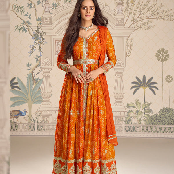 Evanik Designer Chinon Silk Embroidered Work Wedding Anarkali Suit - Distacart
