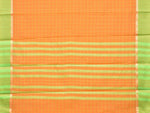 Thumbnail for Orange and Light Green Bamboo Cotton Saree with Big Checks Design No Blouse - Global Threads - Distacart