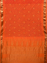 Thumbnail for Orange Bandhani Kanchipuram Silk Handloom Saree with Small Buta Design - Global Threads - Distacart