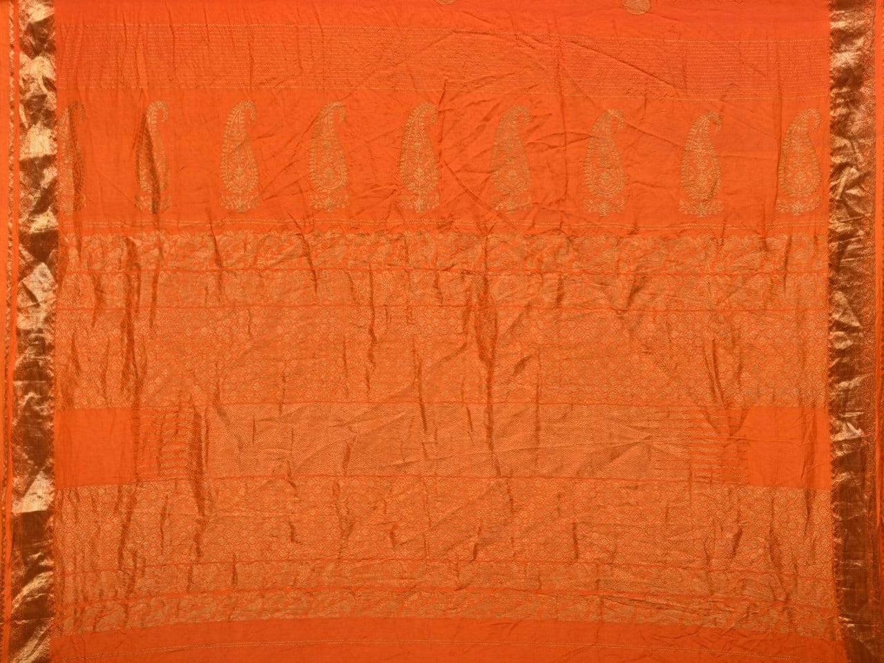 Orange Bandhani Kanchipuram Silk Handloom Saree with Small Buta Design - Global Threads - Distacart