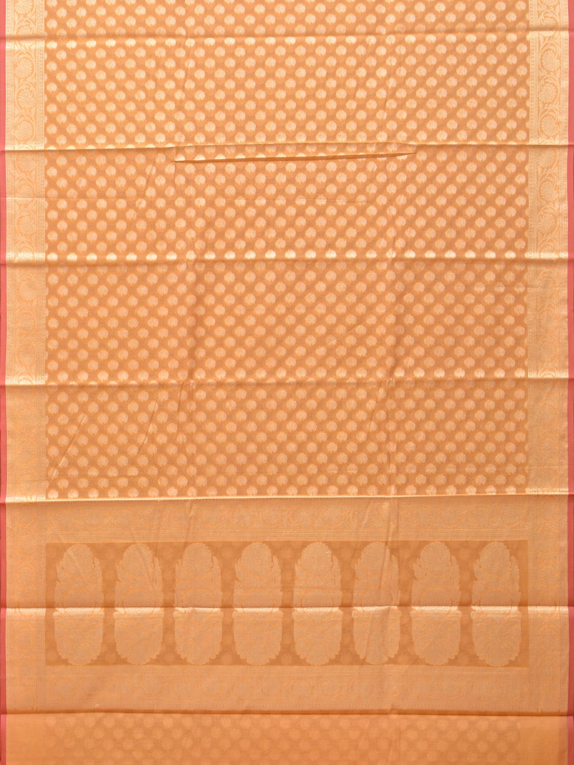 Orange Cut Work Cotton Silk Saree with All Over Banaras Design - Global Threads - Distacart