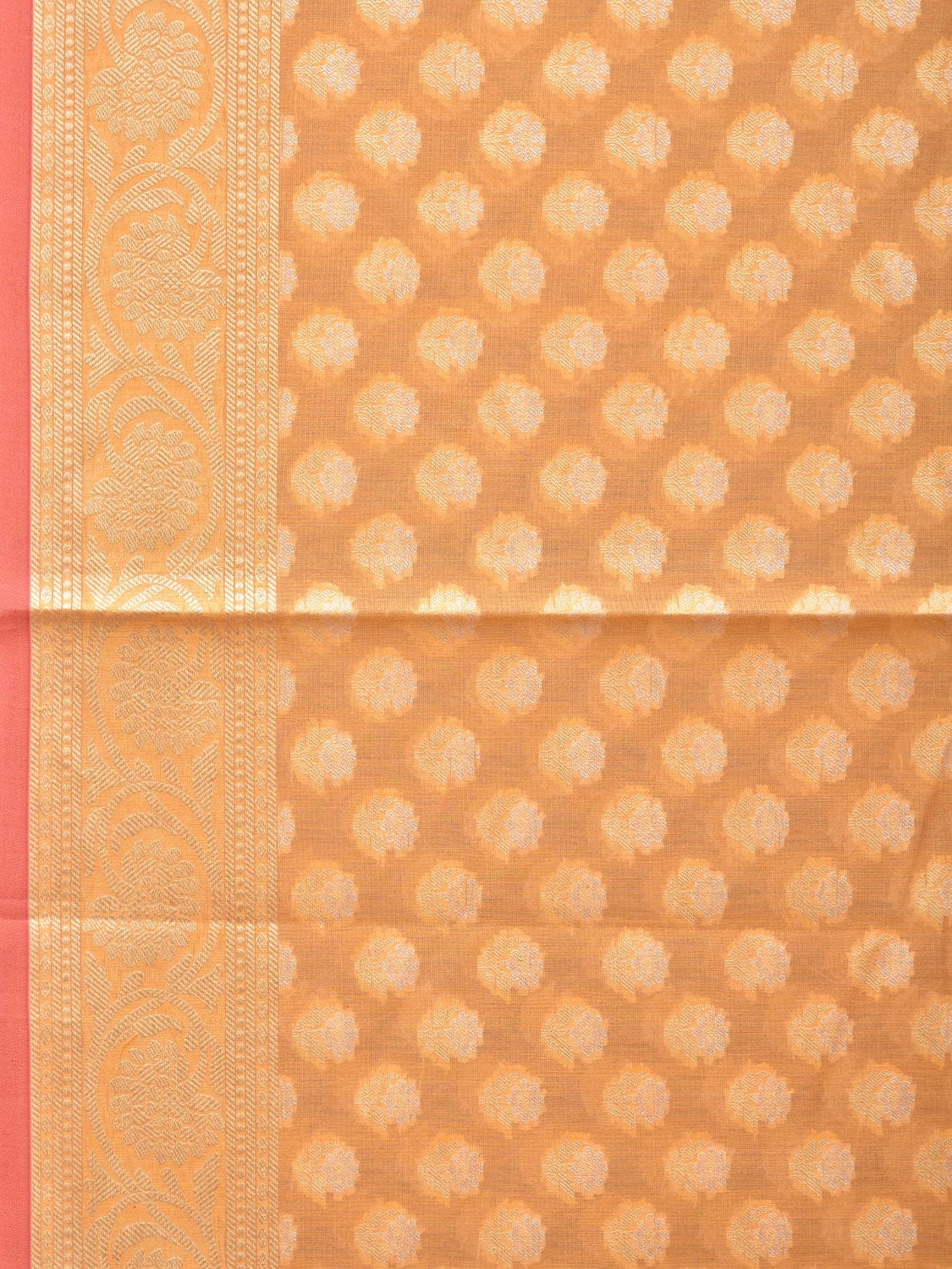 Orange Cut Work Cotton Silk Saree with All Over Banaras Design - Global Threads - Distacart