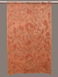 Thumbnail for Orange Kalamkari Hand Painted Organza Stole with Floral Design - Global Threads - Distacart