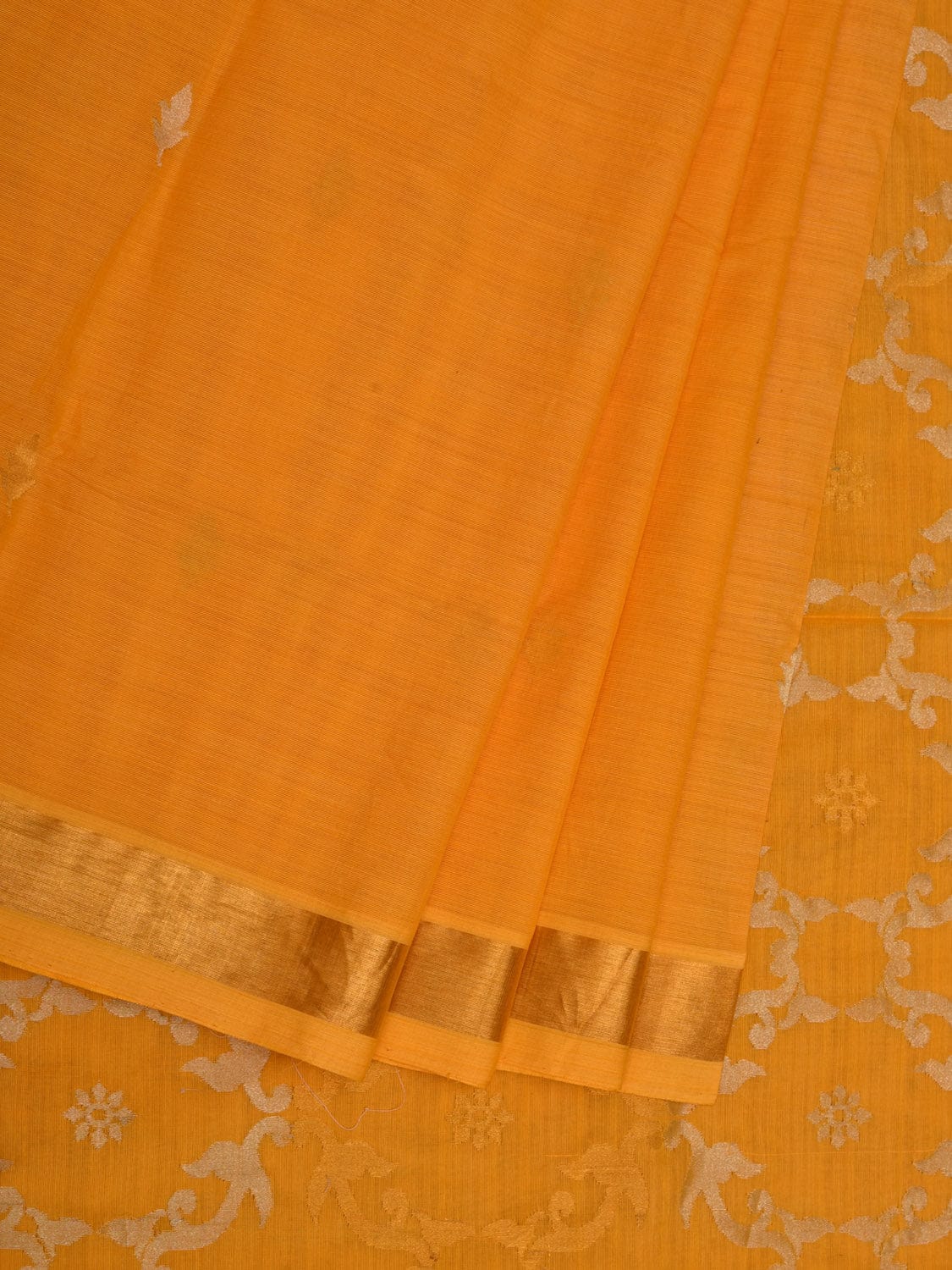 Orange Uppada Cotton Handloom Saree with Grill Pallu Design - Global Threads - Distacart