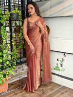 Thumbnail for Evanik Soft Fandy Chiffon Beads Embroidered Work Party Wear Saree With Blouse - Distacart