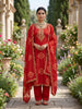Anaita Orange Silk Unstitched Suit with Printed & Khatli Work - Dista