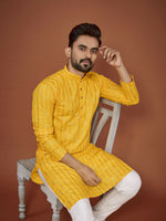 Thumbnail for Anaita Yellow Embroidered Cotton Straight Kurta - Distacart