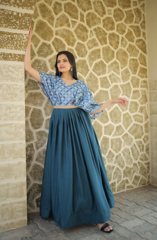 Jyoti Fashion Women's Teal Printed with Sequins Chinon Anarkali Dress - Distacart