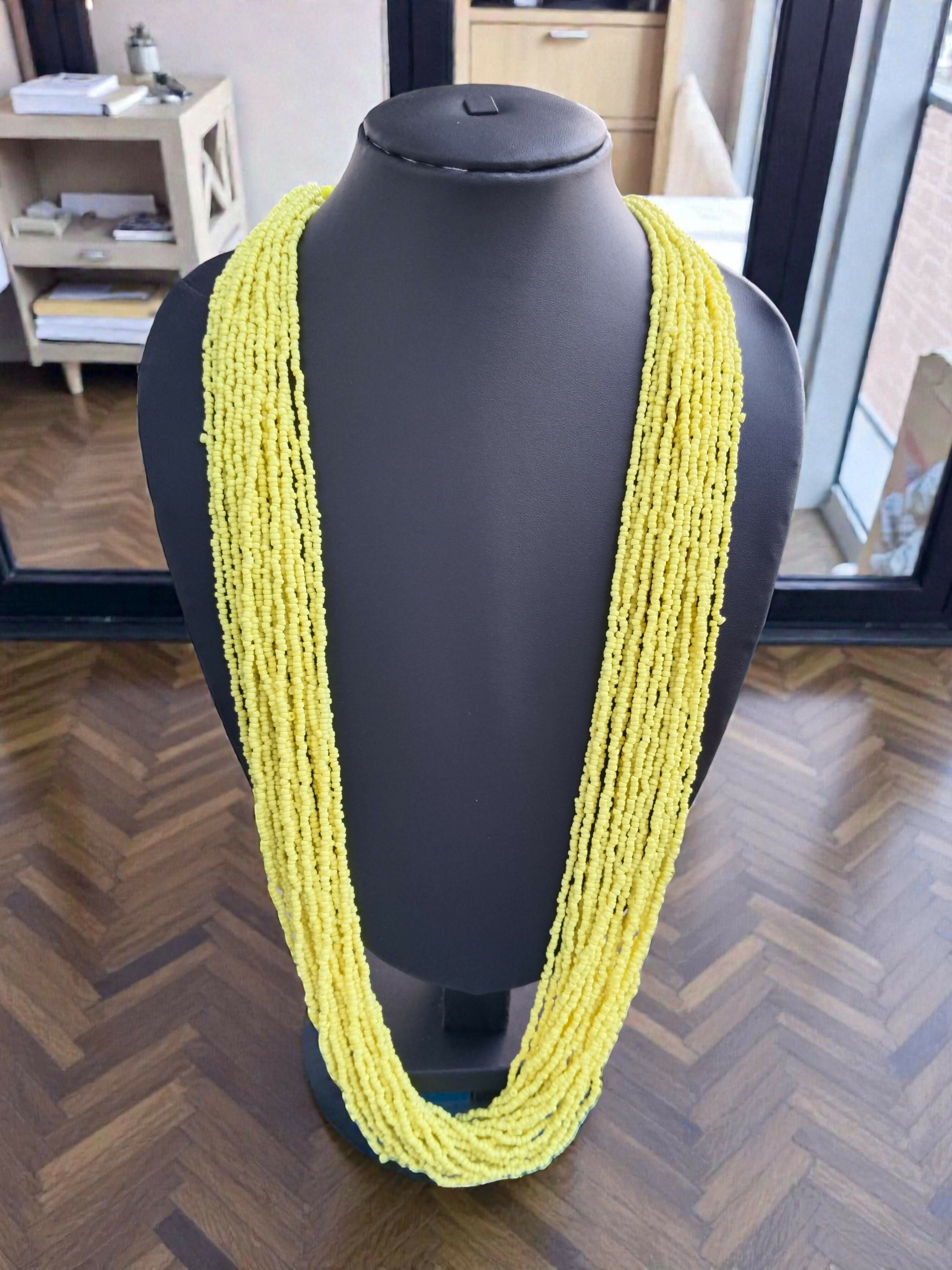 Inhanns Rangsaaz 20-Layer Luxe Long Beaded Only Necklace - Lemon Yellow Only Necklace - Distacart