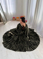 Thumbnail for Teeya Creation Black Color Mal Chanderi Silk Hand Embroidery Work Long Gown - Distacart