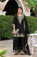 Thumbnail for Anaita Black Chinon Readymade Palazzo Suit with Heavy Embroidery Work - Distacart