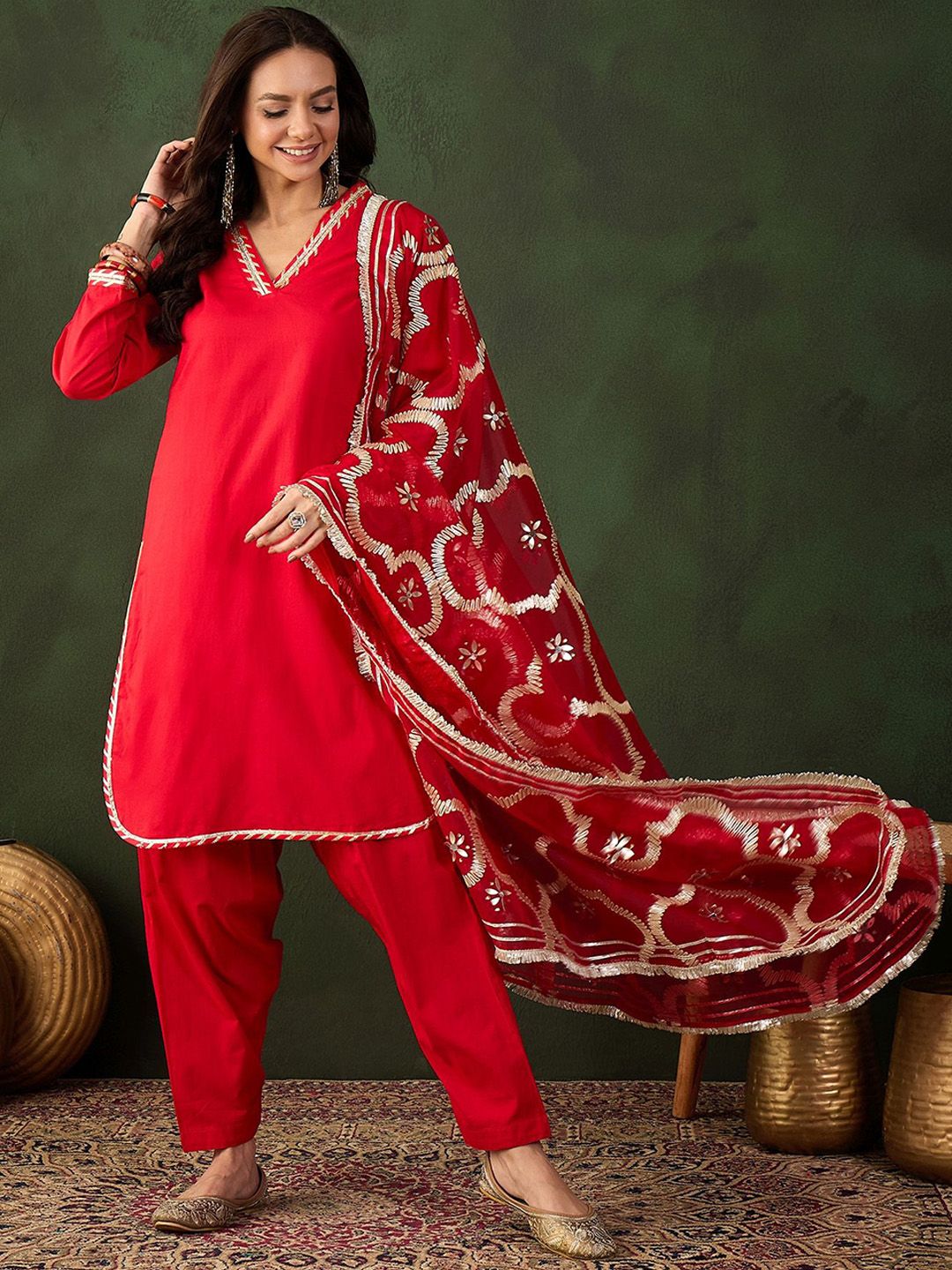 Sangria Embroidered Pakistani Kurta & Salwar With Dupatta - Distacart