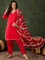 Thumbnail for Sangria Embroidered Pakistani Kurta & Salwar With Dupatta