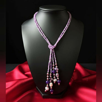 Joban Fashion Women Purple Adjustable 2-Line Long Beaded Statement Necklace - Distacart