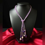 Thumbnail for Joban Fashion Women Purple Adjustable 2-Line Long Beaded Statement Necklace - Distacart