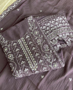Thumbnail for KC Lilac Pakistani Straight Suit For Women Chiffon - Dista
