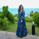 Thumbnail for The52 Women's Gorgeous Printed work Georgette Fabric Flared Gown - Distacart