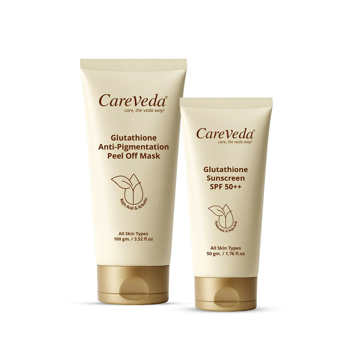 CareVeda Glutathione Skin Care Set of 2 | Peel off Mask & Sunscreen for Bright, Even-Toned Skin | Anti-Pigmentation & Glow Boost | For Men & Women - Dista