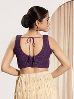 Thumbnail for Joban Fashion Wine Sequence Padded Blouse With V Neck Sleeveless