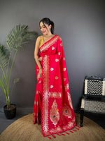 Thumbnail for Joban Fashion Banarasi Pink Woven Soft Silk Saree