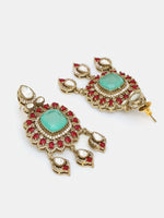 Thumbnail for Ruby Raang 22k Gold Polished Stonework Moissanite Choker With Earrings