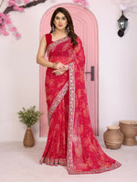 Thumbnail for Ai Fashion Magenta Georgette Rajwadi Bandhani Print Party Wear Saree