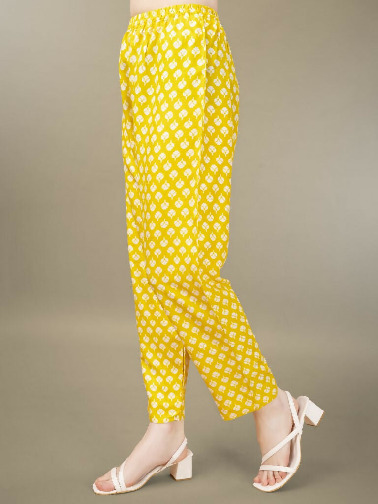 Jyoti Fashion Women's Yellow Rayon Embroidery & Sequence work Kurta with Trouser & Dupatta - Distacart