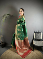 Thumbnail for Joban Fashion Bottle Green Woven Butti Soft Silk Banarasi Silk Saree - Distacart