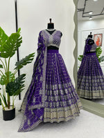 Thumbnail for Jyoti Fashion Women's Royal Blue Faux Georgette Sequins with Thread Embroidered Designer Lehenga Choli Set - Distacart