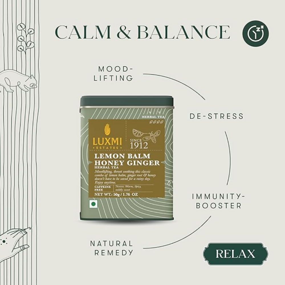 Luxmi Estates Lemon Balm Honey Ginger Herbal Infusion - Dista