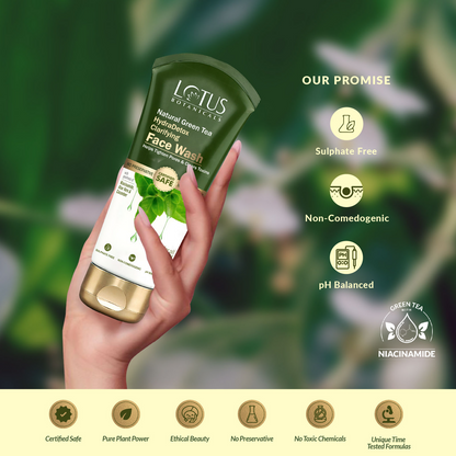 Lotus Botanicals Natural Green Tea Hydradetox Clarifying Face Wash - Distacart