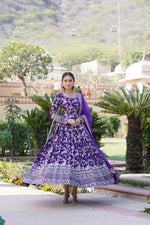 Thumbnail for Joban Fashion Purple Viscose Jacquard Sequence Embroidery Work Kurta Set