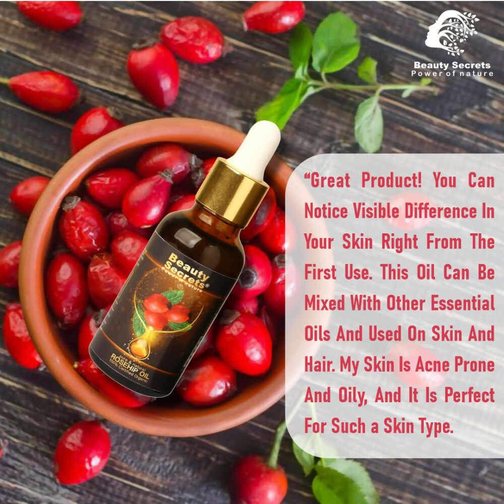 Beauty Secrets Certified Organic Rosehip Oil for Face and Body - Distacart