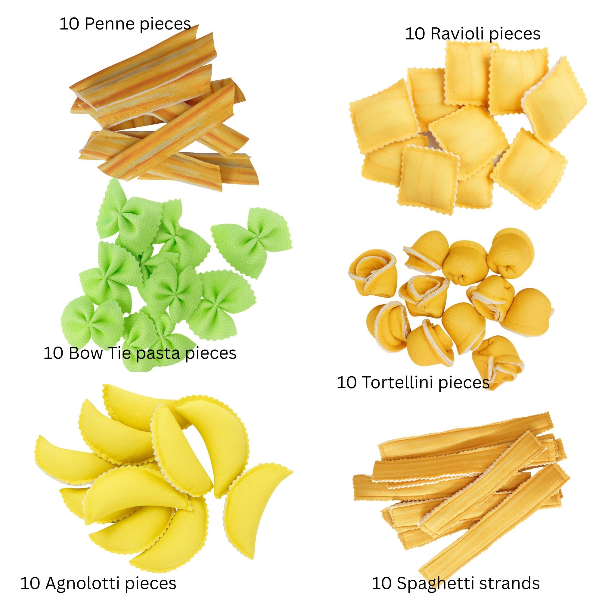 The Small Wonderland Pretend Play Fabric Pasta Set-60 Pieces-Realistic looking kids play food toys