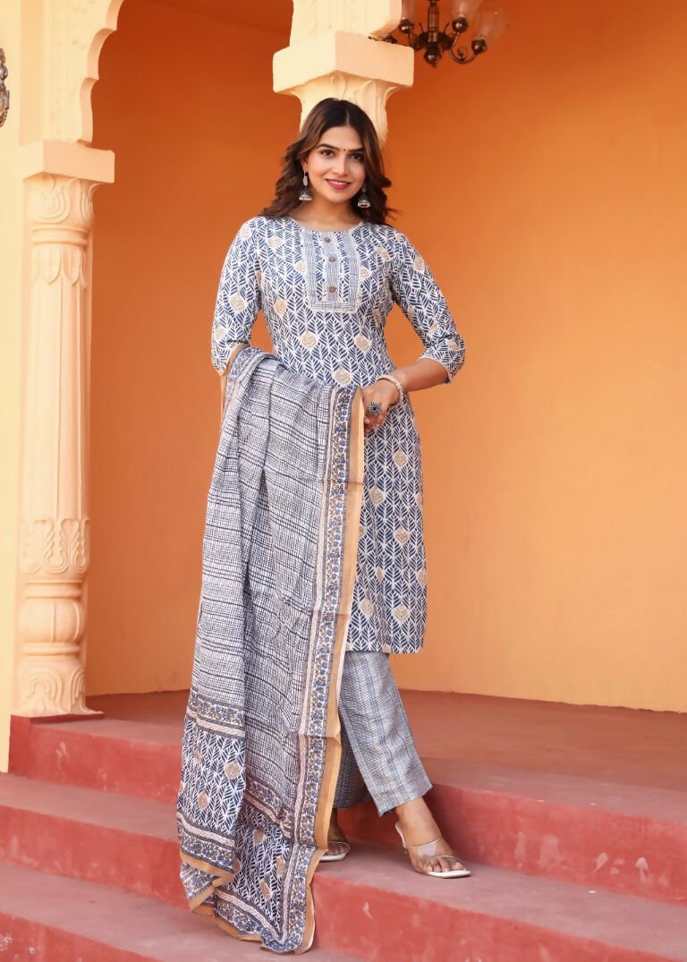 Alvano Alvano Women's 3Pcs Straight Kurti Set Printed Rayon - Distacart