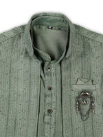 Thumbnail for Joban Fashion Kids Island Embroidery Sequence Full Sleeves Kurta, Pyjama Set with Nehru Jacket - Green - Distacart