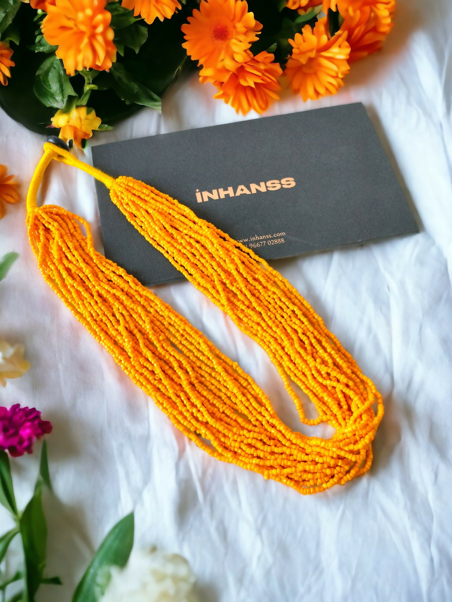 Inhanns Handmade Beaded Multilayer Necklace, 20 Layers - Yellow - Distacart