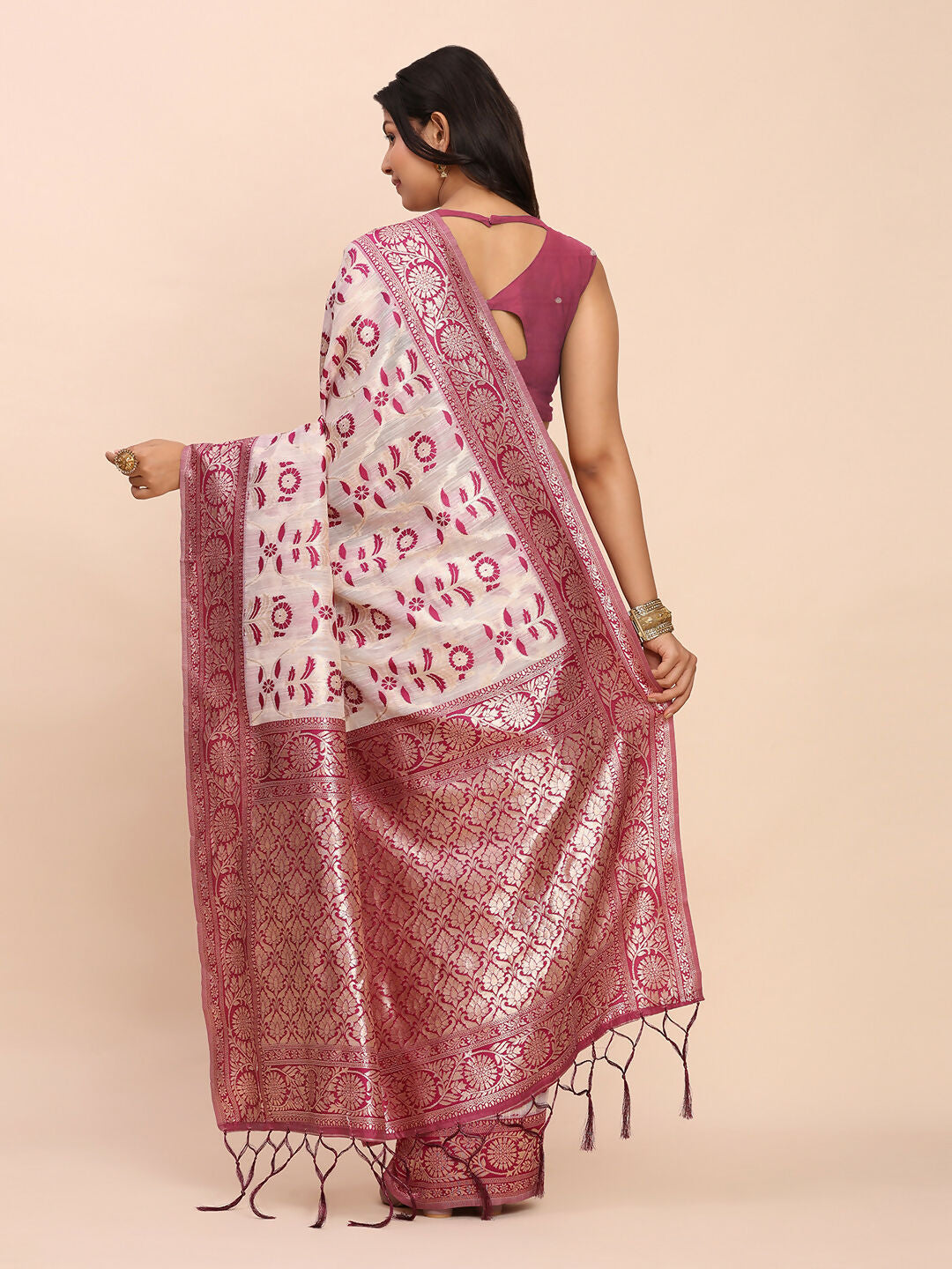 Astita Linen Cotton Purple Saree