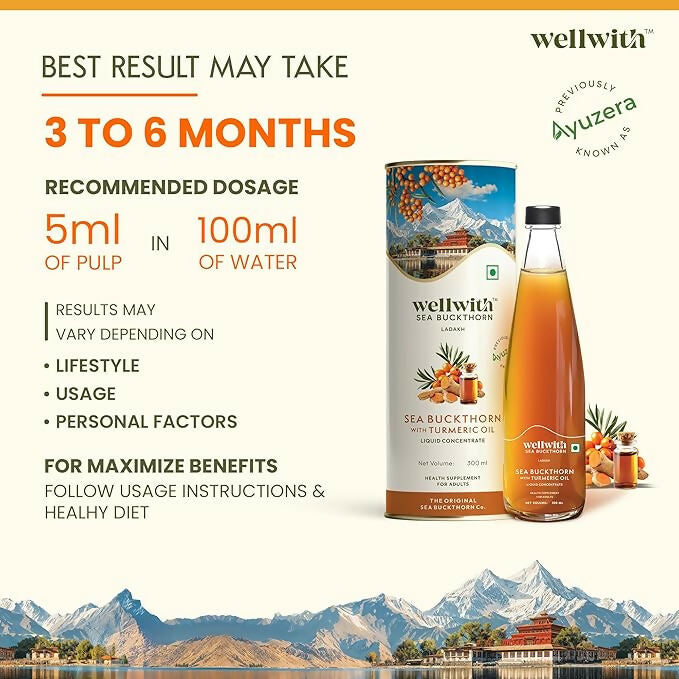 Wellwith Sea Buckthorn with Turmeric Curcumin Oil Juice - Distacart