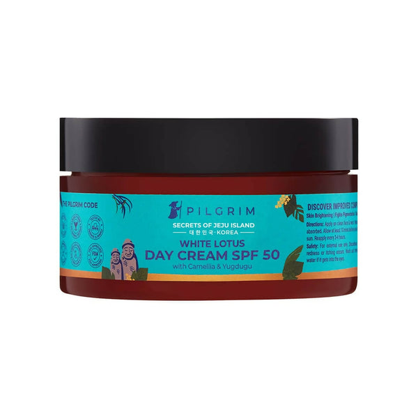 Pilgrim Korean White Lotus Day Cream SPF 50 With Camellia And Yugdugu - Distacart