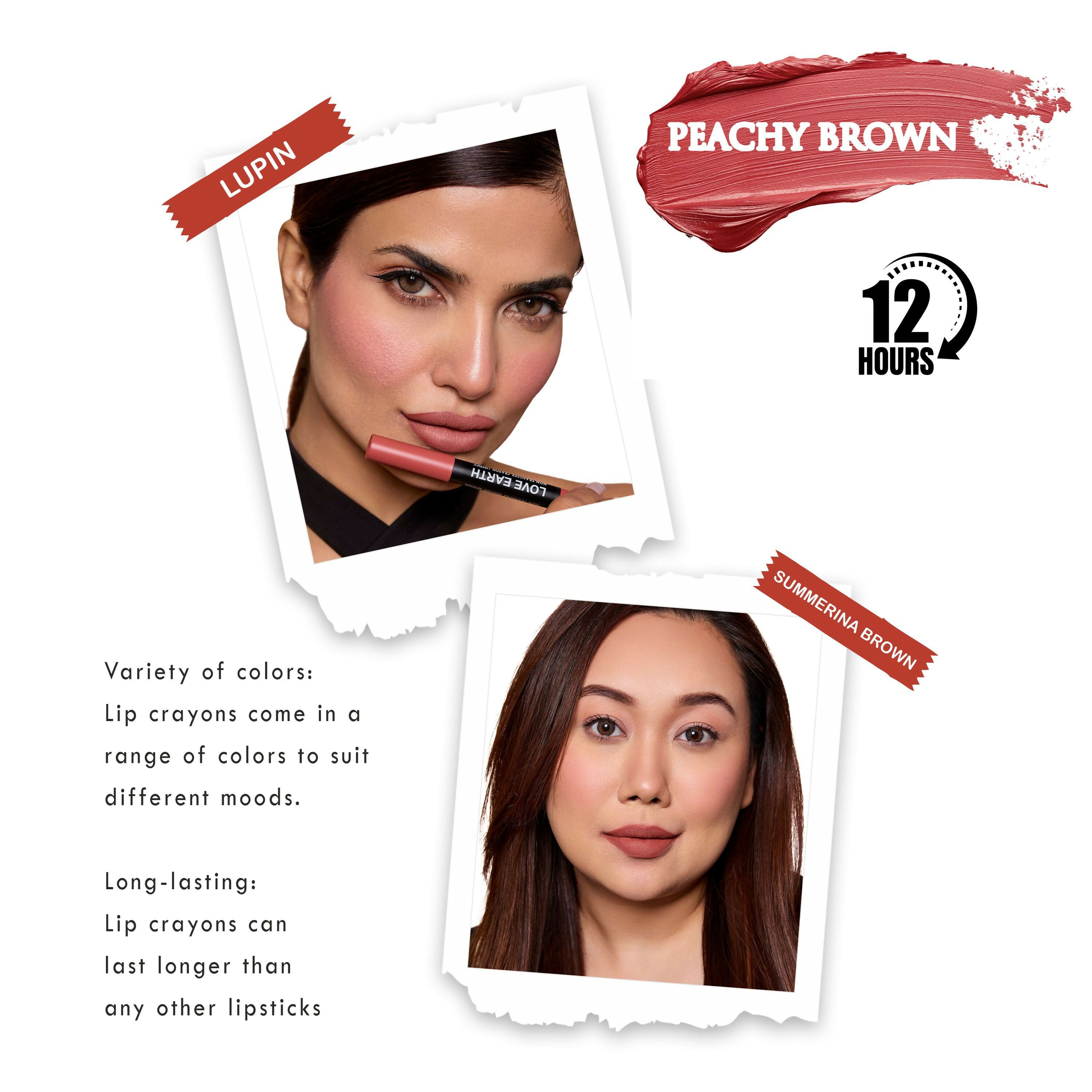 Love Earth Lip Crayon Non-Transfer Lipstick - Peachy Brown - Distacart