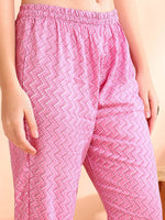 Thumbnail for Ode by House of Pataudi Thread Work Pure Cotton Anarkali Kurta with Trousers & Dupatta - Distacart