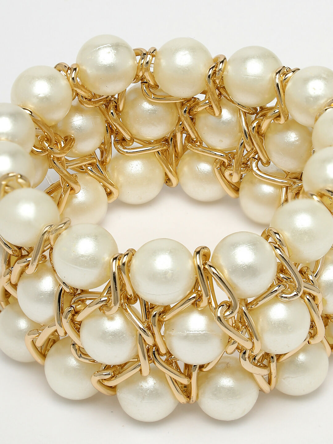 NVR Women White Beaded Elasticated Bracelet - Distacart