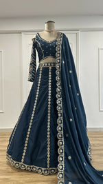 Thumbnail for Aastha Fashion Teal Malai Silk Designer Wedding Wear Lehenga Choli