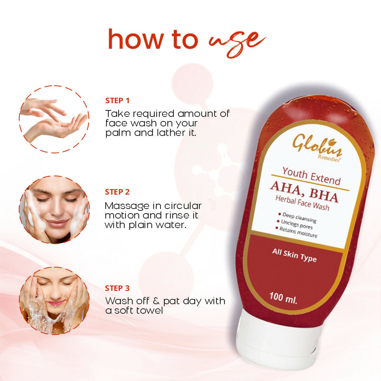 Globus Remedies AHA BHA & Kojic Acid Face Wash, For Skin Brightening