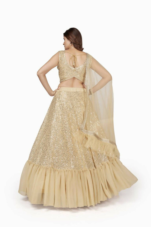 Aastha Fashion Women's Beige Faux Georgette Multi Sequins Work Party Wear Lehenga Choli - Distacart