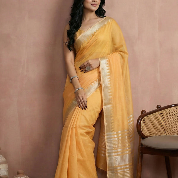 Shree Shyam Fashion Mustard Yellow Cotton Saree - Distacart