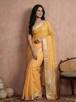 Thumbnail for Shree Shyam Fashion Mustard Yellow Cotton Saree - Distacart