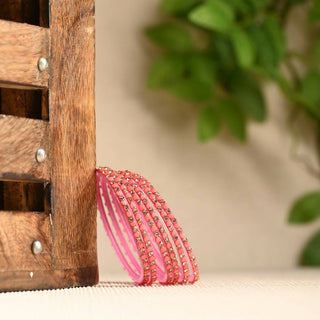 Afast Elegant Bridal & Wedding Party Fashion Bangle/Kada Set, Pink, Glass, Pack Of 12 Model No- A5 - Distacart