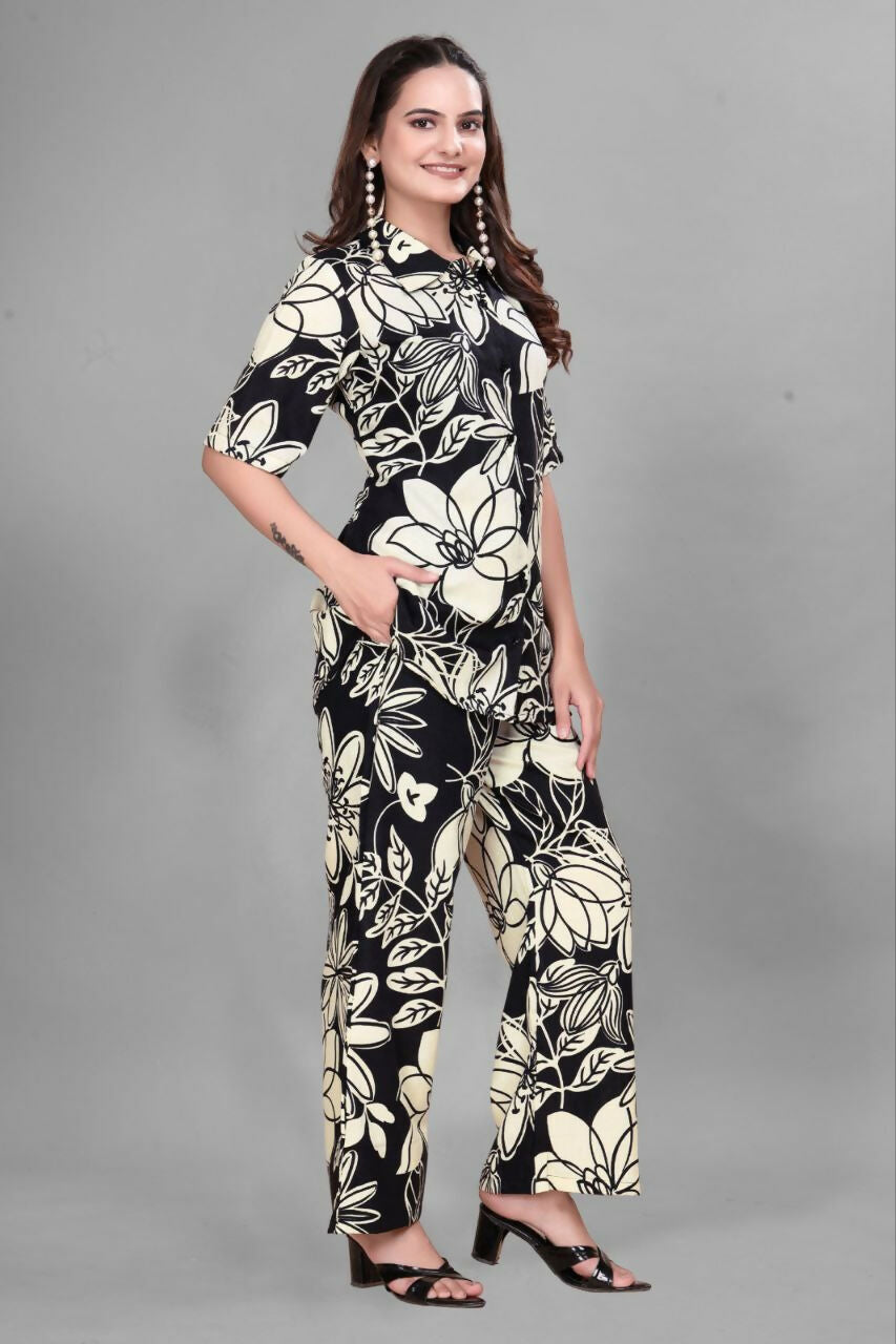 Preksha Creation Cotton Floral Print Kurta Set Co-Ord Set